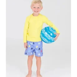 RuffleButts Baby Swimming Clothes*- Down By The Bay Swim Trunks, Blue