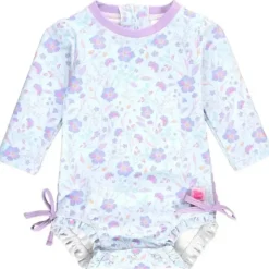 RuffleButts Baby Swimming Clothes*- Fairytale Garden Long Sleeve One Piece Rash Guard