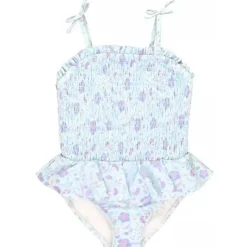 RuffleButts Baby Swimming Clothes*- Fairytale Garden Peplum Smocked Bodice One Piece