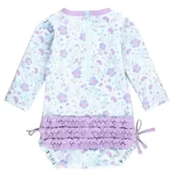 RuffleButts Baby Swimming Clothes*- Fairytale Garden Long Sleeve One Piece Rash Guard