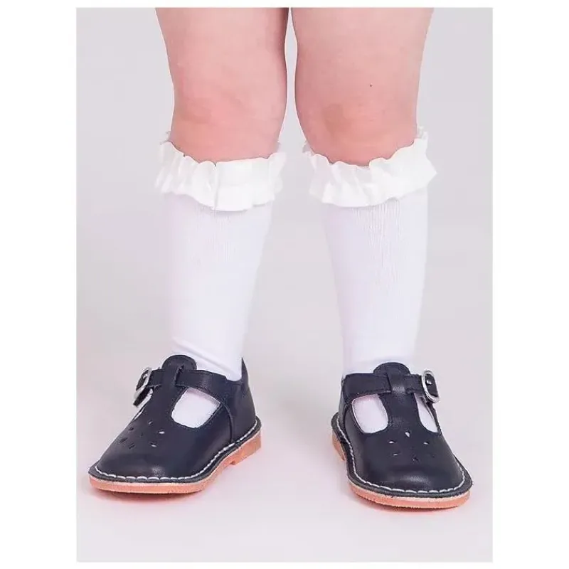 RuffleButts Baby Gloves & Socks*- Girls 3-Pack Knee High Ruffle Socks, Dark Cherry, White, & Fir Green Red