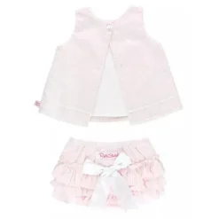 RuffleButts Baby Swimming Clothes*- Girls Pink Seersucker Ric Rac Swing Top & Bloomer Set