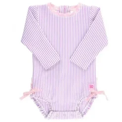 RuffleButts Baby Swimming Clothes*- Lilac Seersucker One Piece Rash Guard