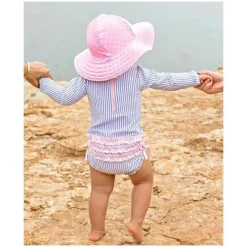 RuffleButts Baby Swimming Clothes*- Periwinkle Blue Seersucker One Piece Rash Guard