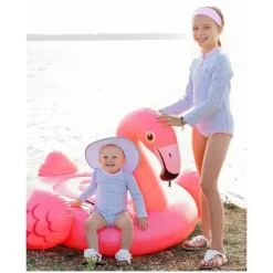 RuffleButts Baby Swimming Clothes*- Periwinkle Blue Seersucker One Piece Rash Guard