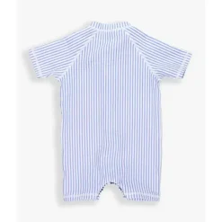 RuffleButts Baby Swimming Clothes*- Periwinkle Blue Seersucker Short Sleeve One Piece Rash Guard