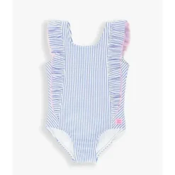 RuffleButts Baby Swimming Clothes*- Periwinkle Blue Seersucker One Piece Waterfall