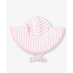 RuffleButts Baby Hats*- Pink Polka And Stripe Reversible Swim Hat