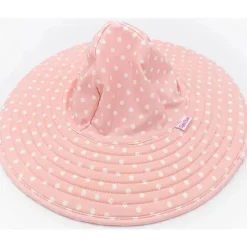 RuffleButts Baby Swimming Clothes*- Pink Polka And Stripe Reversible Swim Hat
