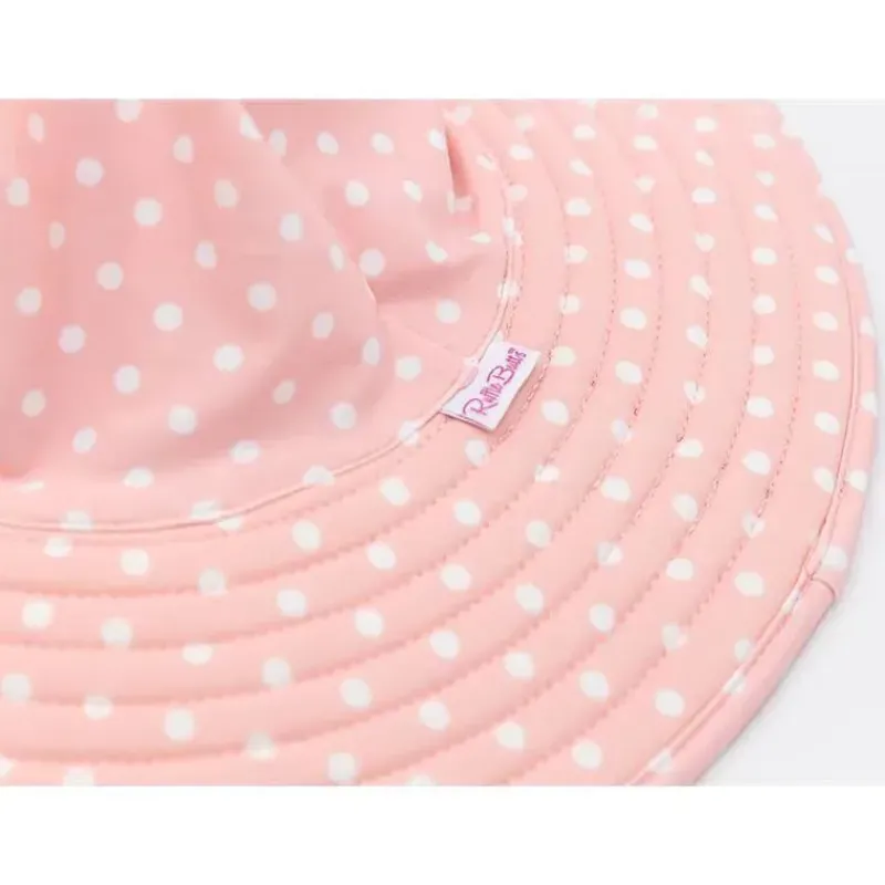 RuffleButts Baby Swimming Clothes*- Pink Polka And Stripe Reversible Swim Hat