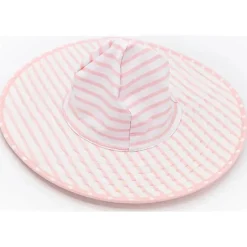 RuffleButts Baby Swimming Clothes*- Pink Polka And Stripe Reversible Swim Hat