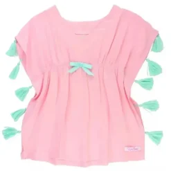 RuffleButts Baby Swimming Clothes*- Pink Tassel Kaftan Cover-Up