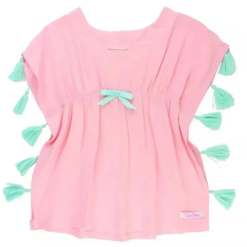 RuffleButts Baby Swimming Clothes*- Pink Tassel Kaftan Cover-Up