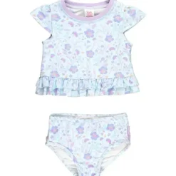 RuffleButts Baby Swimming Clothes*- 2Pk Baby Girl Fairytale Garden Cap Sleeve Ruffle Hem Bikini