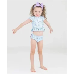 RuffleButts Baby Swimming Clothes*- 2Pk Baby Girl Fairytale Garden Cap Sleeve Ruffle Hem Bikini