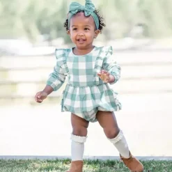 RuffleButts Baby Gloves & Socks*- 3Pk Rosewood, Ivory & Spruce Knee High Socks