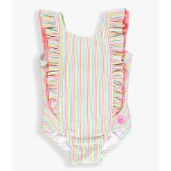 RuffleButts Baby Swimming Clothes*- Rainbow Seersucker Waterfall One Piece