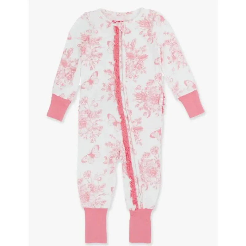 RuffleButts Baby Sleepwear*- Ruffle One Piece Convertible Pajamas, Bubblegum Pink