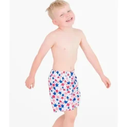 RuffleButts Baby Swimming Clothes*- Star-Spangled Swim Trunks White With Stars