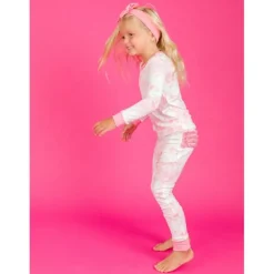 RuffleButts Baby Sleepwear*- Toddler Ruffle Long Sleeve Pajama Set, Bubblegum Pink