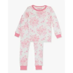 RuffleButts Baby Sleepwear*- Toddler Ruffle Long Sleeve Pajama Set, Bubblegum Pink