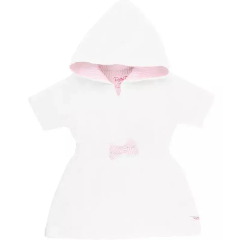 RuffleButts Baby Swimming Clothes*- White/Pink Seersucker Terry Cover-Up