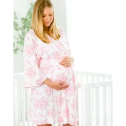 RuffleButts Nursing Bra & Intimate Apparel*- Women's Maternity Robe Os Bubblegum Pink
