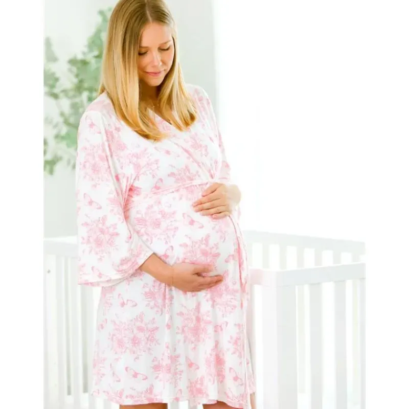 RuffleButts Nursing Bra & Intimate Apparel*- Women's Maternity Robe Os Bubblegum Pink