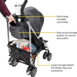 Safety 1st Single Strollers*- Step Lite Compact Stroller, Lightweight aluminum frame, Greyhound