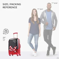 Samsonite Mickey & Minnie|Luggage & Accessories*- American Tourister Disney Hardside Luggage with Spinner Wheels, Black, Red, White, Minnie Mouse, 21-Inch