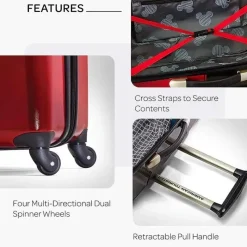 Samsonite Mickey & Minnie|Luggage & Accessories*- Disney Hardside Luggage with Spinner Wheels, Black/Red/Mickey Mouse Pants