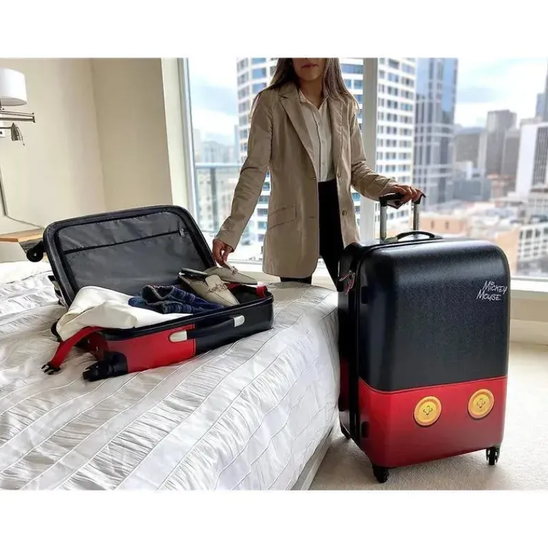 Samsonite Mickey & Minnie|Luggage & Accessories*- Disney Hardside Luggage with Spinner Wheels, Black/Red/Mickey Mouse Pants