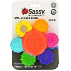 Sassy Toys For 0-12 Months|Gift For Baby*- Flower Silicone Rattle Teether