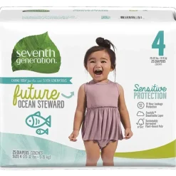 Seventh Generation Disposable Diapers*Baby Diapers Sensitive Protection Size 4
