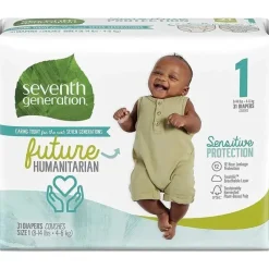 Seventh Generation Disposable Diapers*Baby Diapers, Sensitive Protection, Size 1