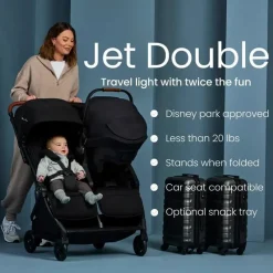 Silver Cross Double Strollers*- Jet Lightweight Double Stroller Black