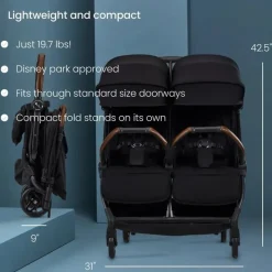 Silver Cross Double Strollers*- Jet Lightweight Double Stroller Black