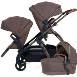 Silver Cross Top Strollers|Double Strollers*- Wave 3 Complete Stroller (Seat, Bassinet, & Tandem Seat), Caramel