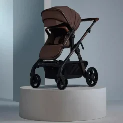 Silver Cross Top Strollers|Double Strollers*- Wave 3 Complete Stroller (Seat, Bassinet, & Tandem Seat), Caramel