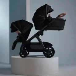 Silver Cross Top Strollers|Double Strollers*- Wave 3 Complete Stroller (Seat, Bassinet, & Tandem Seat), Licorice