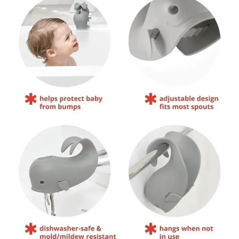 Skip Hop Bath Safety|Bath Accessories & Organization*- Baby Bath Spout Cover, Universal Fit, Moby, Grey