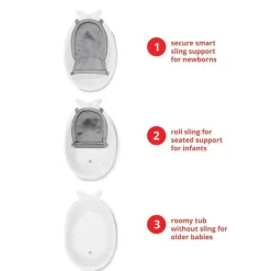 Skip Hop Bath Tubs & Seats*- Baby Bath Tub, 3-Stage Smart Sling Tub, Moby, White