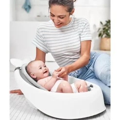 Skip Hop Bath Tubs & Seats*- Baby Bath Tub, 3-Stage Smart Sling Tub, Moby, White
