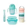 Skip Hop Feeding Gift Set|Dishes, Utensils & Food Containers*- Easy-Pack Mealtime Feeding Set - 6pk, Teal and Grey