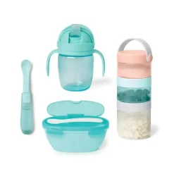 Skip Hop Feeding Gift Set|Dishes, Utensils & Food Containers*- Easy-Pack Mealtime Feeding Set - 6pk, Teal and Grey