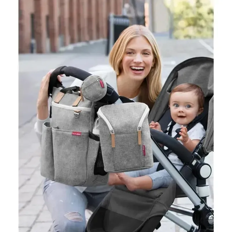 Skip Hop Tote Bags*- Grab & Go Double Bottle Bag, Grey Melange