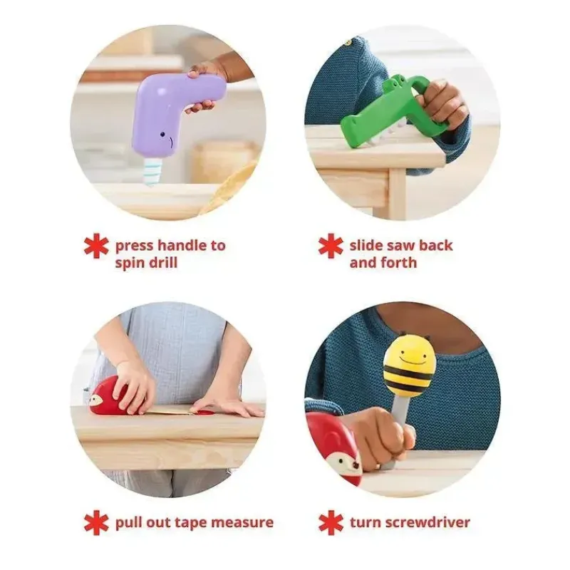 Skip Hop Toys For 2 Year Old|Gift For Toddler*- 4Pk Zoo Crew Tool Set Toy