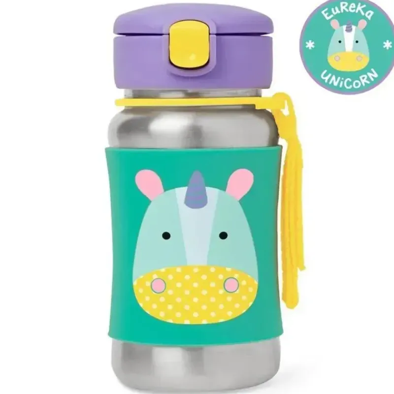 Skip Hop Water Bottle|Dishes, Utensils & Food Containers*- Zoo Stainless Steel Straw Bottle, Unicorn