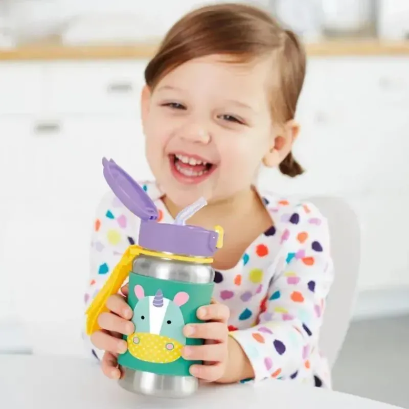 Skip Hop Water Bottle|Dishes, Utensils & Food Containers*- Zoo Stainless Steel Straw Bottle, Unicorn