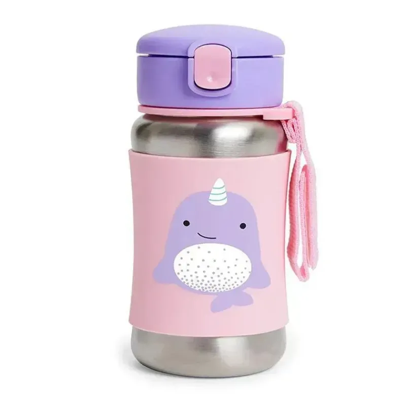 Skip Hop Water Bottle|Dishes, Utensils & Food Containers*- Zoo Stainless Steel Straw Bottle, Narwhal